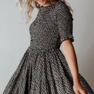 Floral Black and White Dress